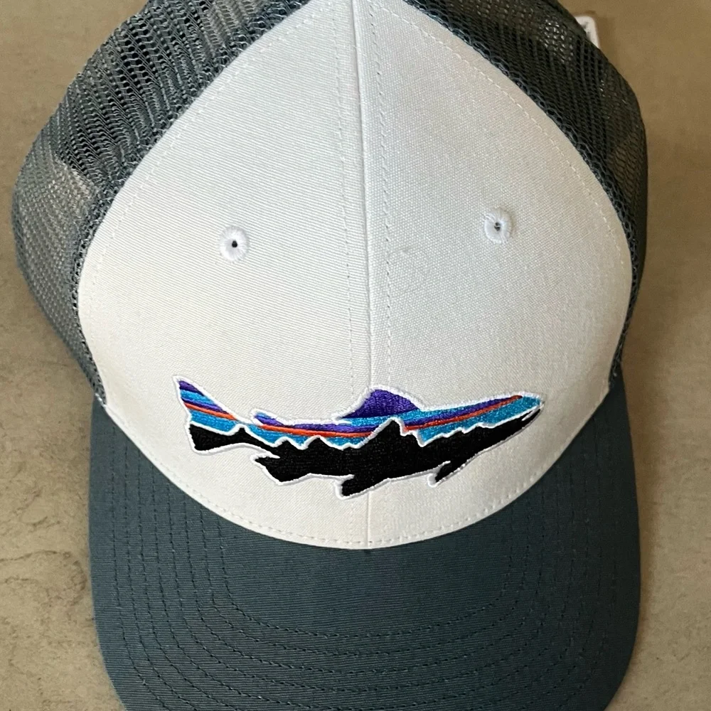 Patagonia Green and White Trucker Hat
